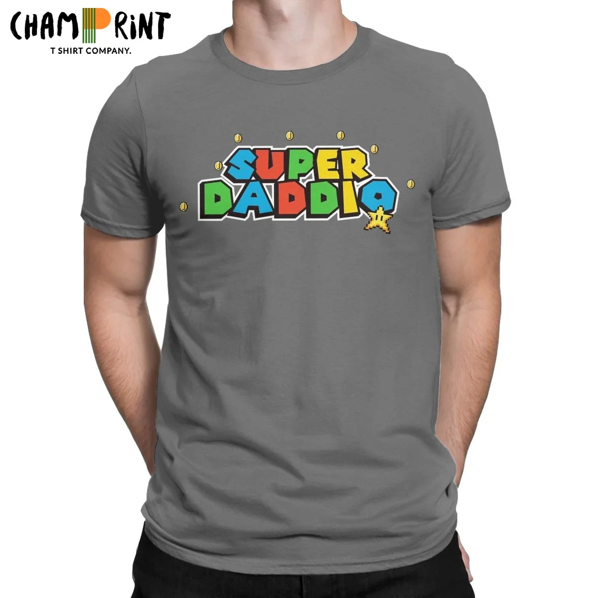 Novelty Father's Day Super Daddio Funny Gamer Dad T-Shirts Men O Neck Cotton T Shirts Short Sleeve Tees Printed Clothes