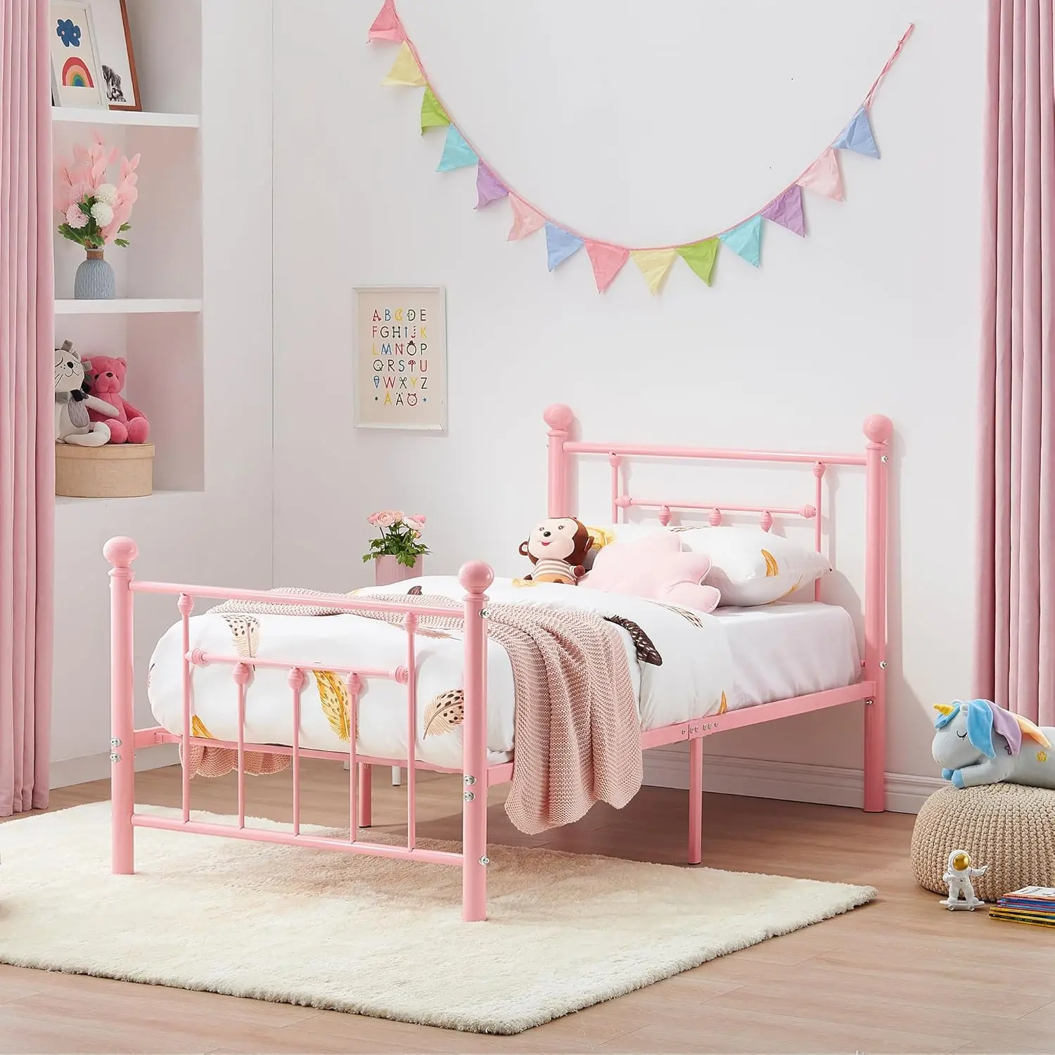 

Twin Size Metal Platform Bed Frame With Headboard And Footboard, Heavy Duty Slat Support/No Box Spring Ned Mattress