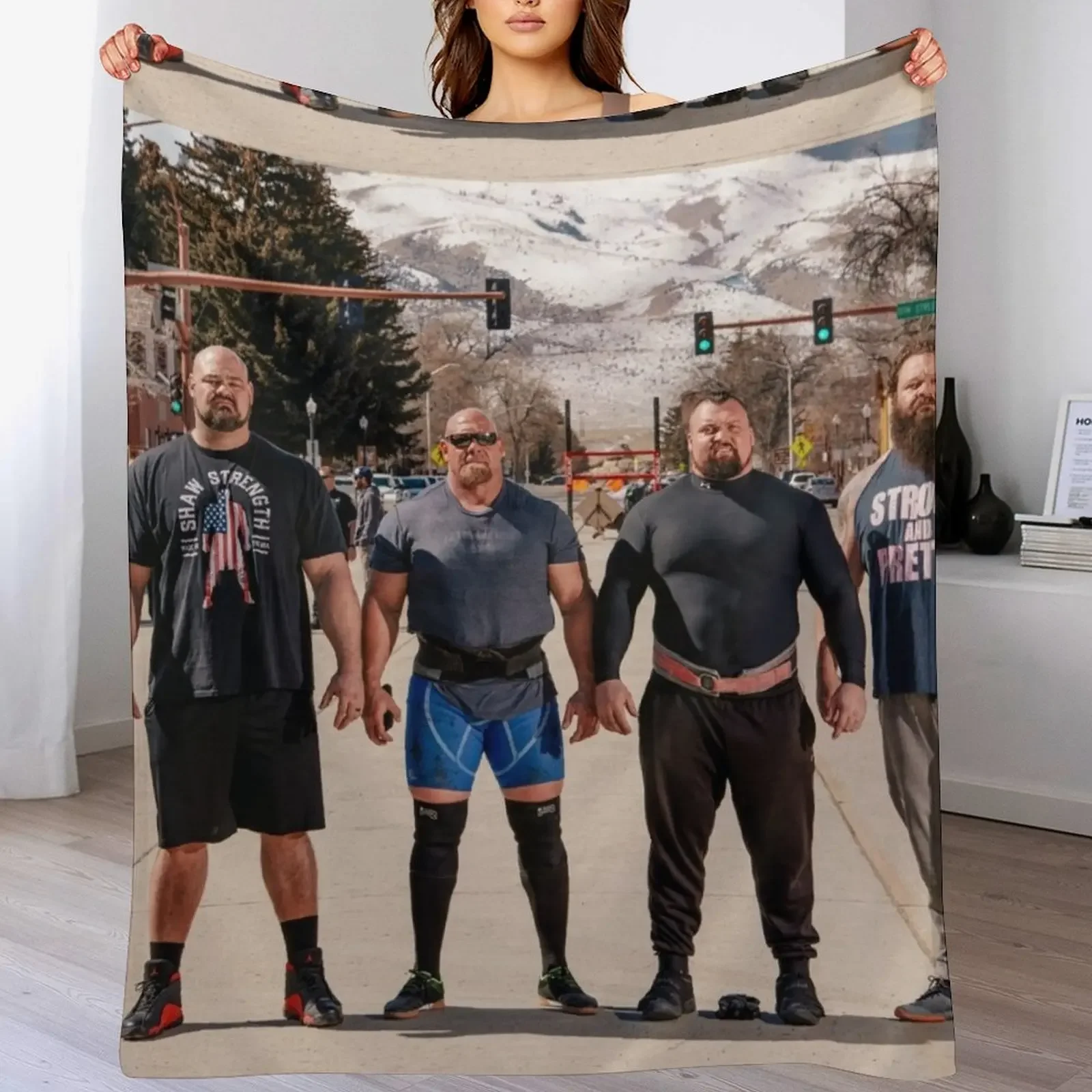 Strongest Men in History - Brian Shaw, Eddie Hall, Robert Oberst Throw Blanket Luxury St Weighted Cute Blankets