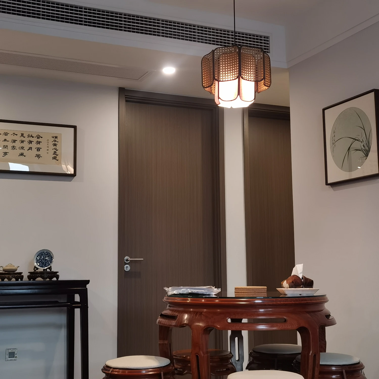 LED Wabi Sabi Style Japanese Restaurant Pendant Light Living Room Bedroom Tea Table Dining Table Handmade Rattan Pendant Light