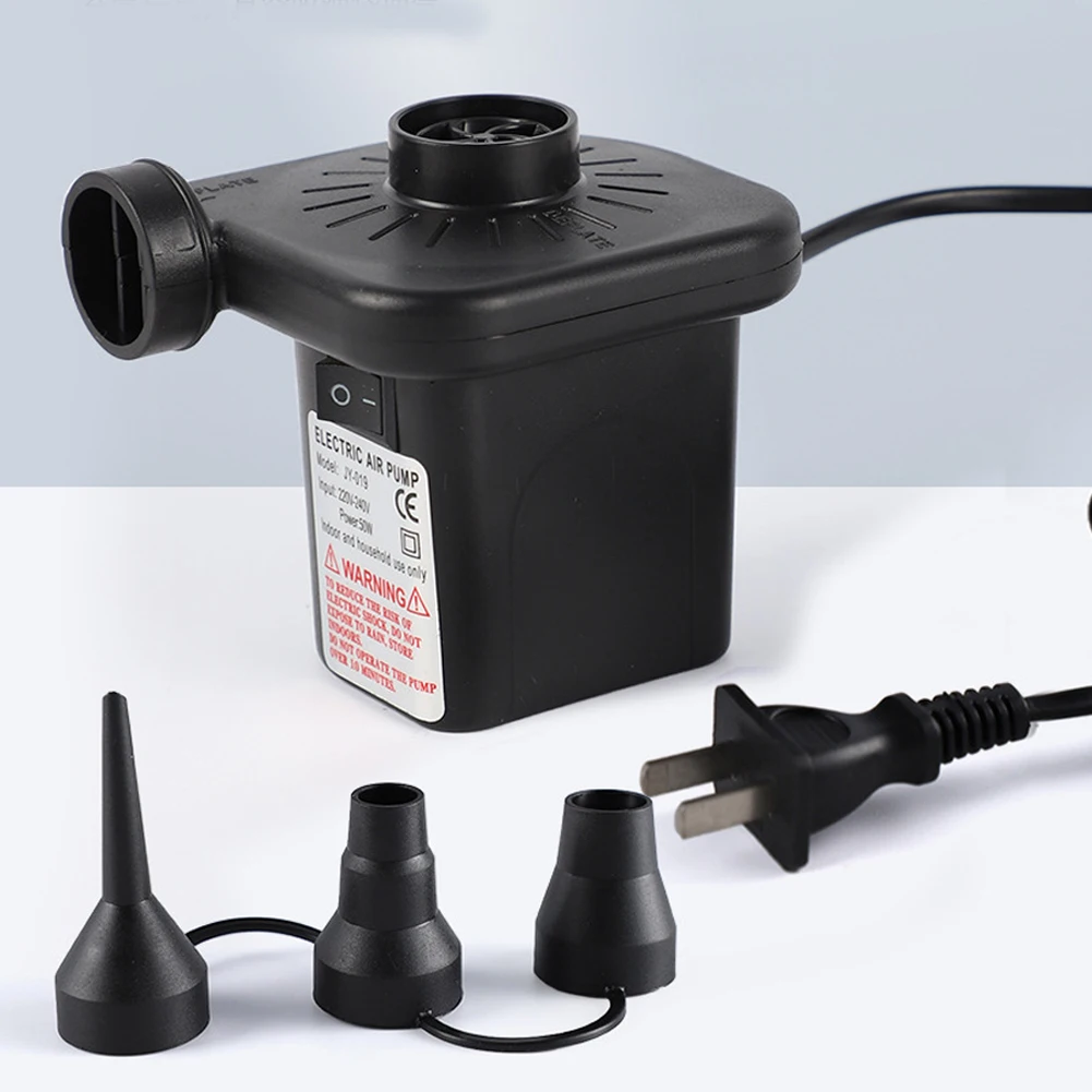

Electric Air Pump with 3 Nozzles Portable Air Pump Quick-Fill Air Mattress Pump for Inflatable Air Mattress Boats Swimming Ring
