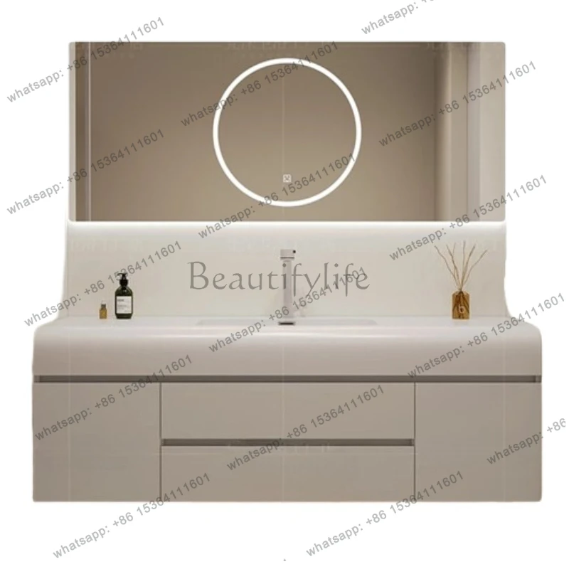 Rock Integrated Bathroom Cabinet Fashion Luxury Washbasin Bathroom Vanity Display Gabinete Hotel Bathroom Furniture