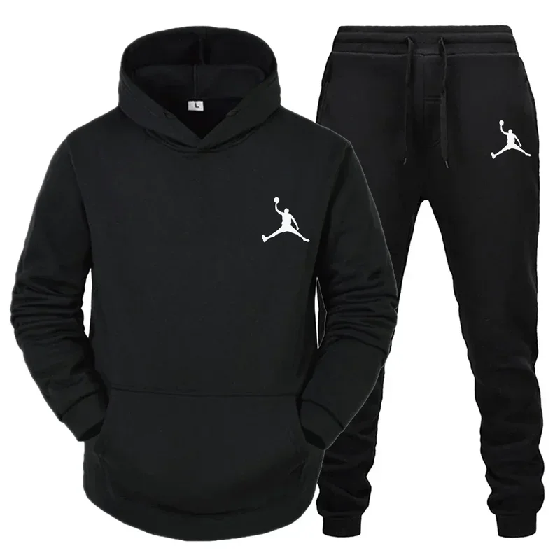 Tracksuit Sets Men\'s Casual Fleece Warm Hoodies Pants 2PCS Mens Long Sleeve Sport Suit Male Pullover Hoodies Sports Clothing