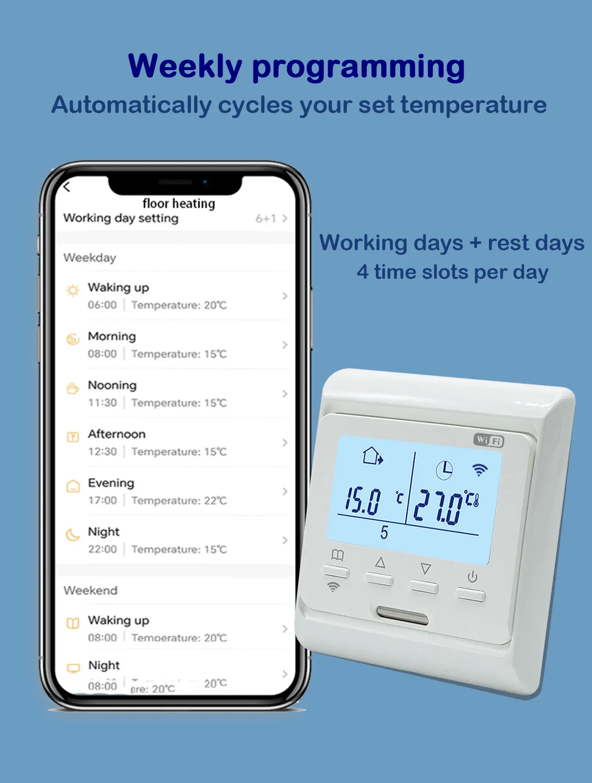 Tuya WiFi Smart Thermostat for Electric Floor Heating Water/Gas Boiler Warm Temperature Heater Remote Control with Google Alexa