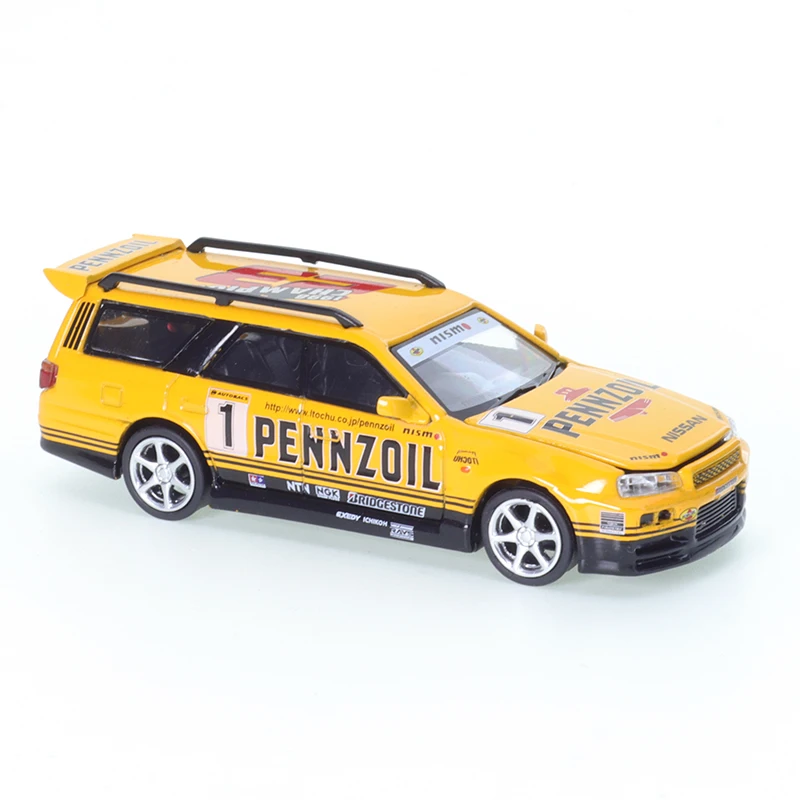 XCARTOYS POPRACE 1/64 Stage R34-PENNZOIL Yellow Cars Alloy Motor Vehicle Diecast Metal Model Kids Xmas Gift Toys for Boys