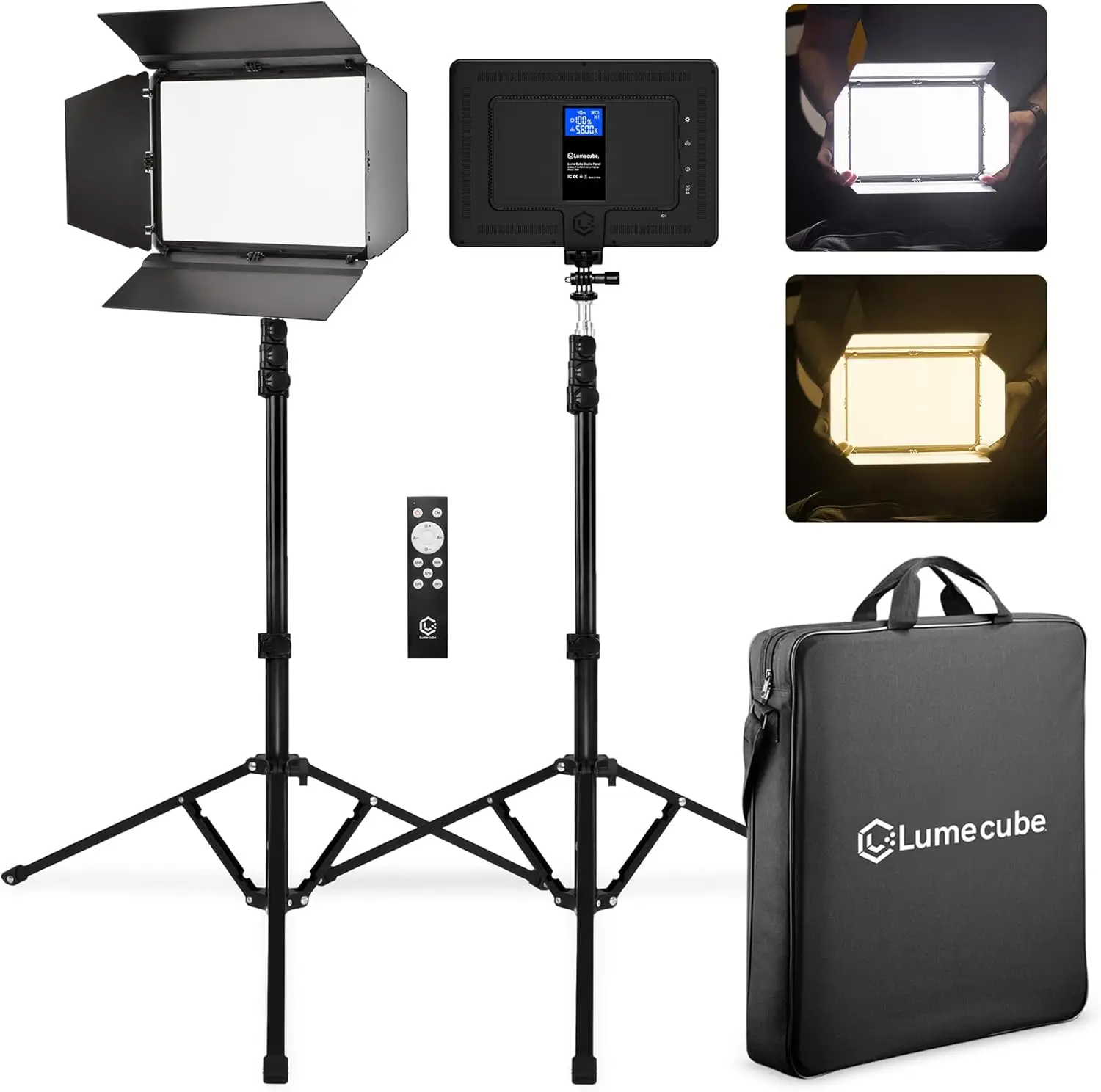 

Studio Panel 2-Point Lighting Kit | Edge Lit LED Bicolor Light Panels 3200k - 5600k | Rechargeable