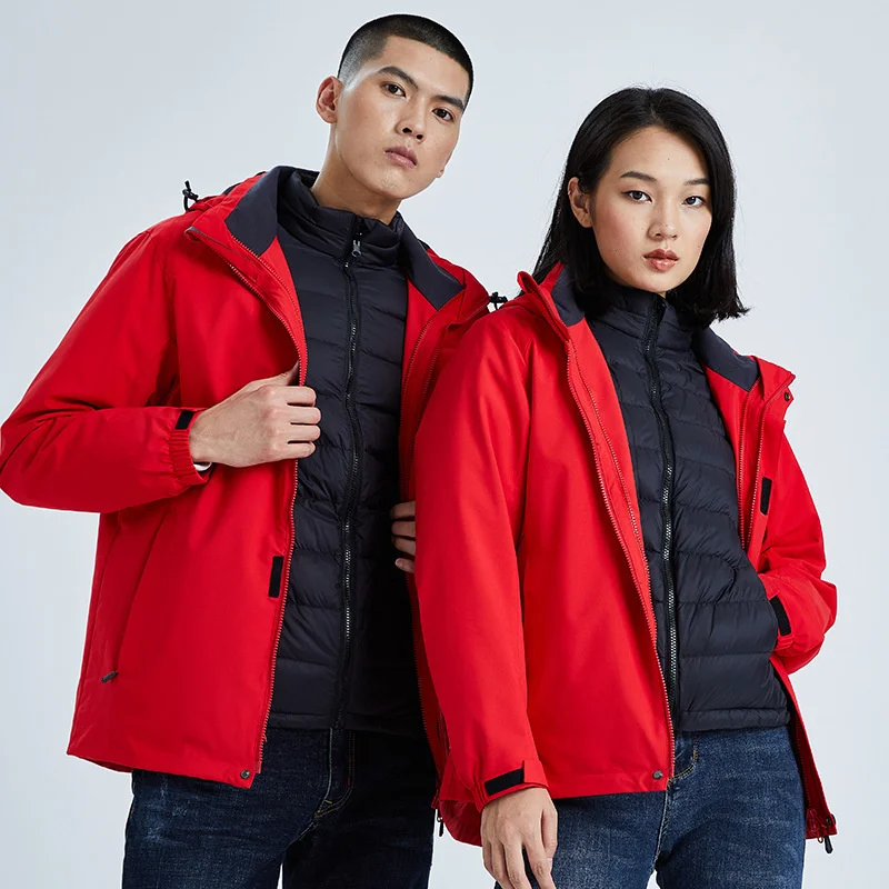 

Outdoor Waterproof Windproof Jacket Two-Piece With Detachable Down Liner Men Women Trekking Camping Travel Mountaineering Coat