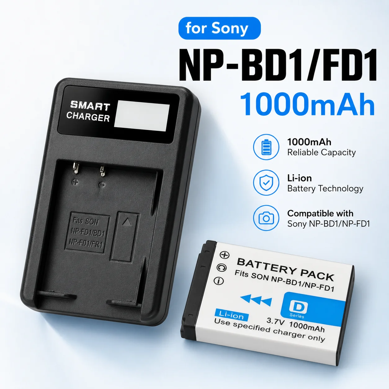 Replacement Camera Battery NP-BD1 1000mAh For Sony Cyber-shot DSC-G3 DSC-T77 DSC-T300 DSC-T500 DSC-TX1 DSC-T700