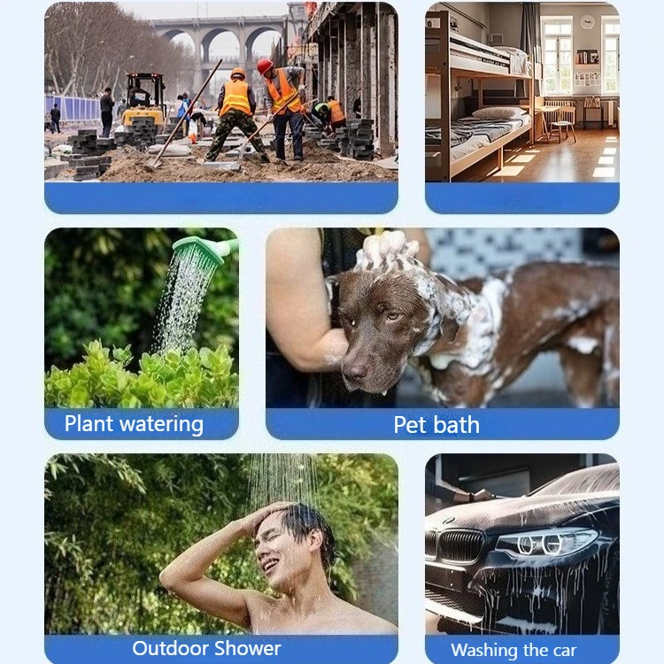 Dispositivo di lavaggio esterno portatile con pompa per doccia da campeggio ricaricabile senza fili per escursioni, viaggi e dormitori