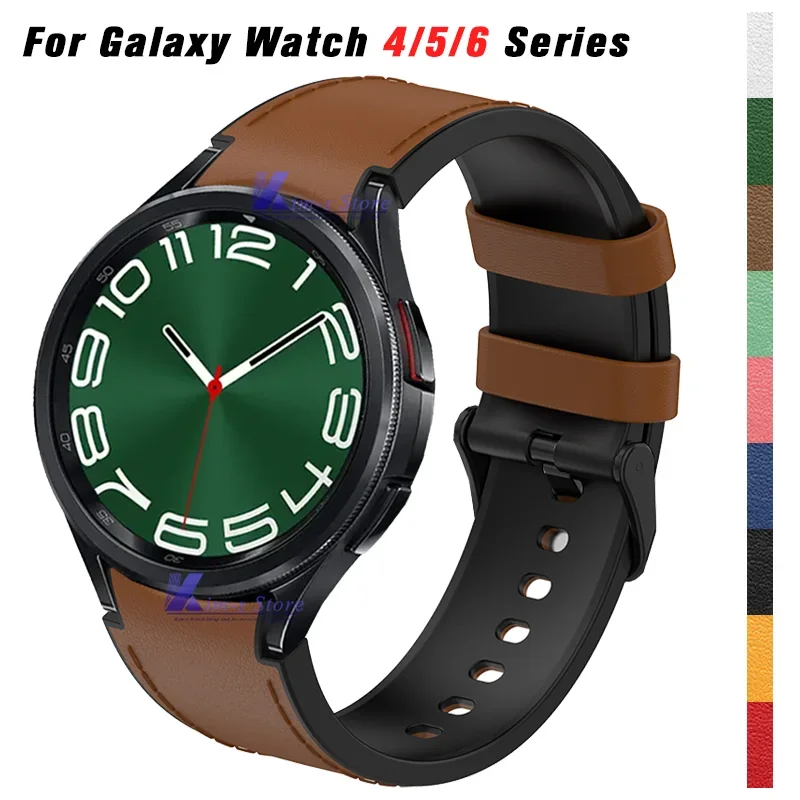 Leather Silicone Replacement Strap for Samsung Galaxy Watch 6 5 Pro 40mm 44mm Band Watch 6 4 Classic 47 43mm 46mm Bracelet Belt