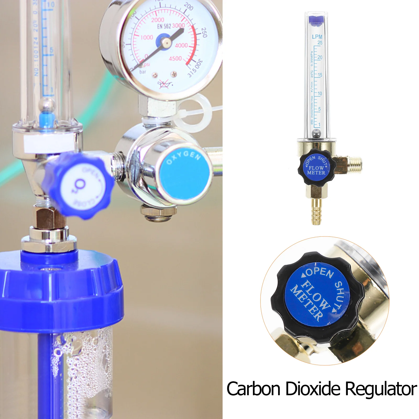 Flowmeter Regulator Carbon Dioxide Indicator for Gas CO2 Nitrogen Tire Argon Ppe