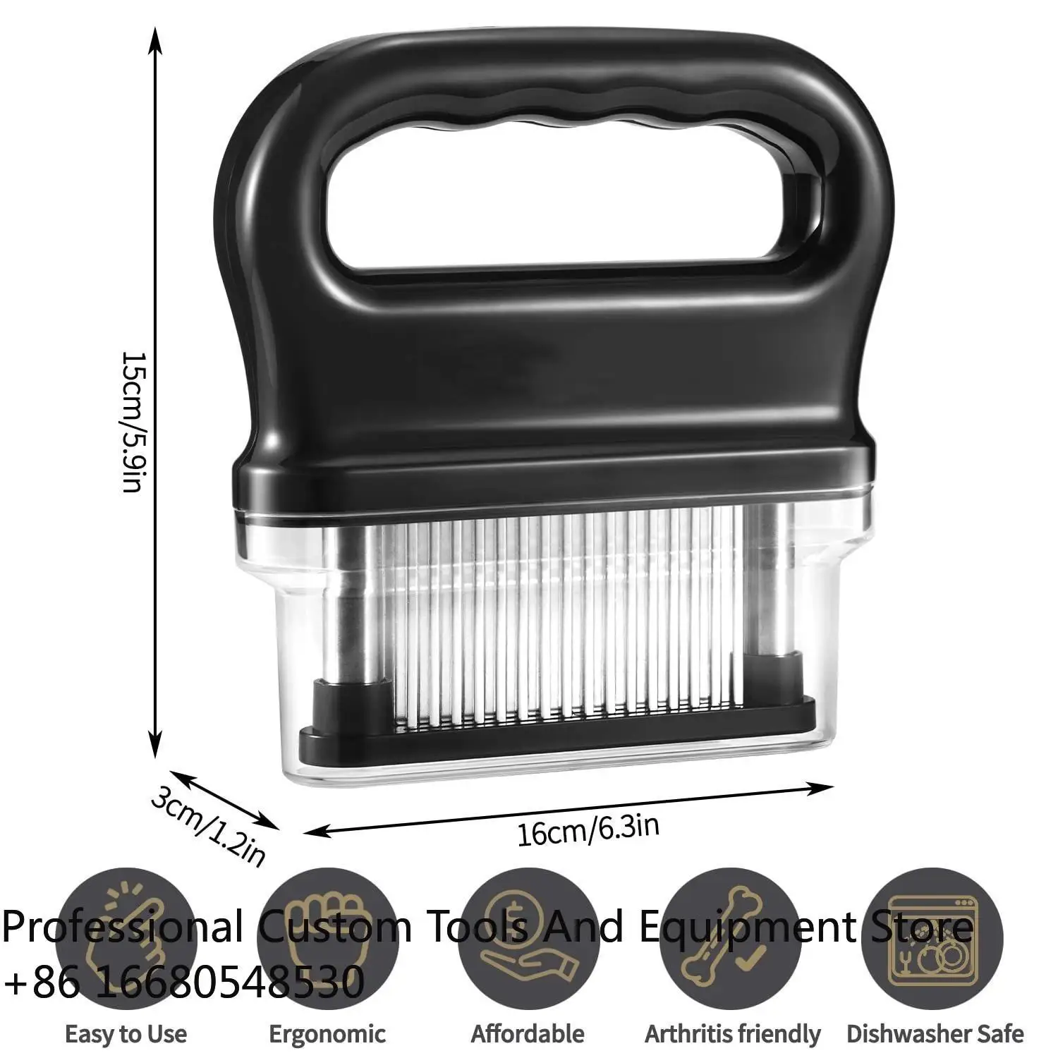 GHLOVFE Detachable 48 Stainless Steel Ultra   Blades for Tenderizing Manual Meat Tenderizer Tool