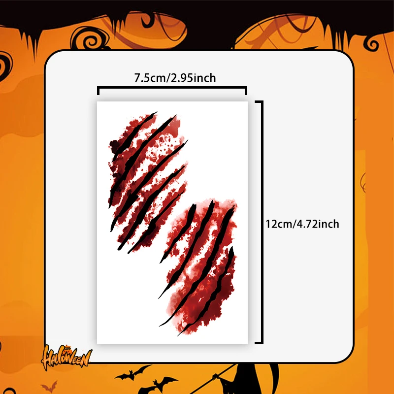 علامات مخلب الدم لعيد الهالوين ، مكياج الرعب ، وشم مؤقت ، مناسب للحفلات ، لعب الأدوار في الهالوين ، 1 * * #2