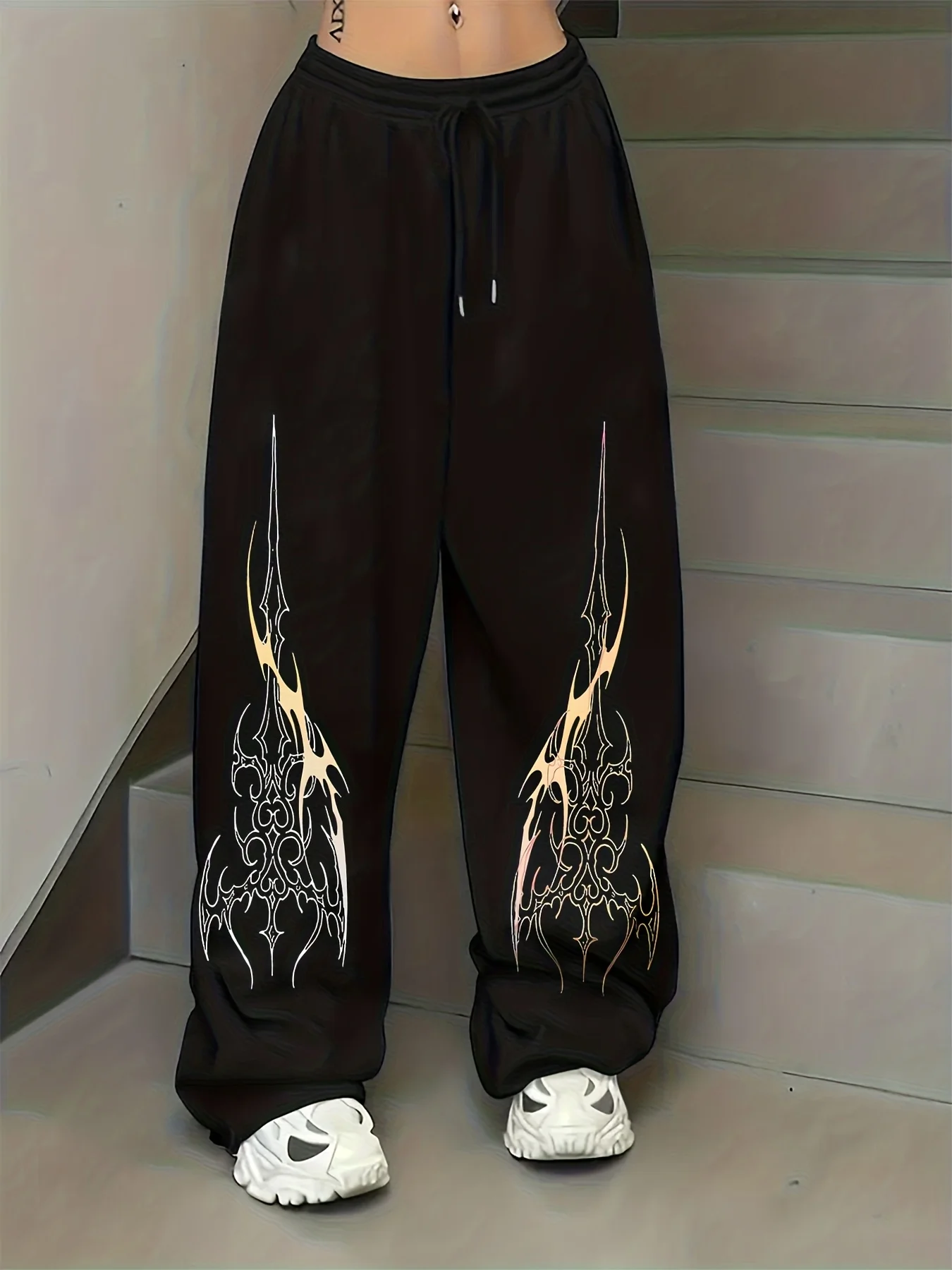 

Новые летние повседневные спортивные брюки унисекс в стиле ретро-готика с градиентным тотемным принтом, быстросохнущие, 3D-дизайн