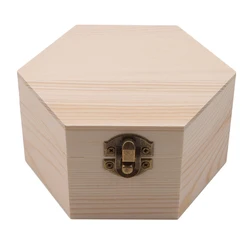 Fashion Gift Box Simple Portable Diy Hexagon Shaped Wood Jewelry Box Wedding Holder Jewelry Display 2023 New