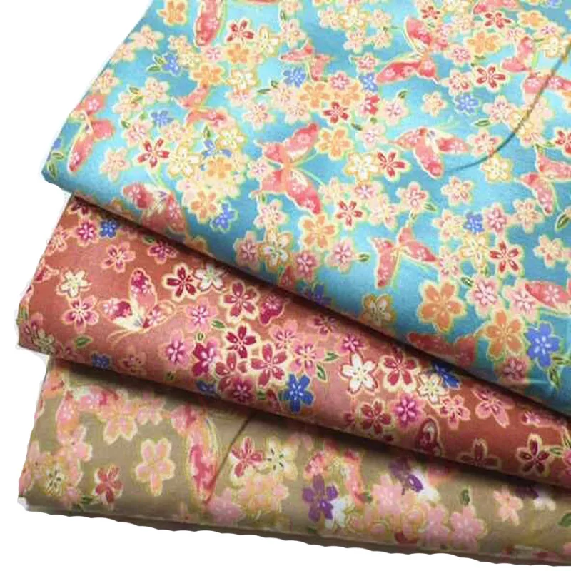 100% Cotton viaPhil Flower Butterfly Series Printed Fabric Patchwork Cloth Dress Home Decor