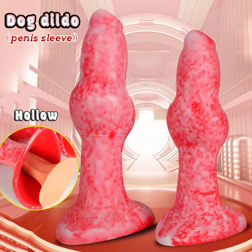 Soft Penis Sleeve Dog Jj Hollow Soft Wear Penis Simulation Couple Fun Reusable Condom Real Animal Dick Silicone Sleeve For Man