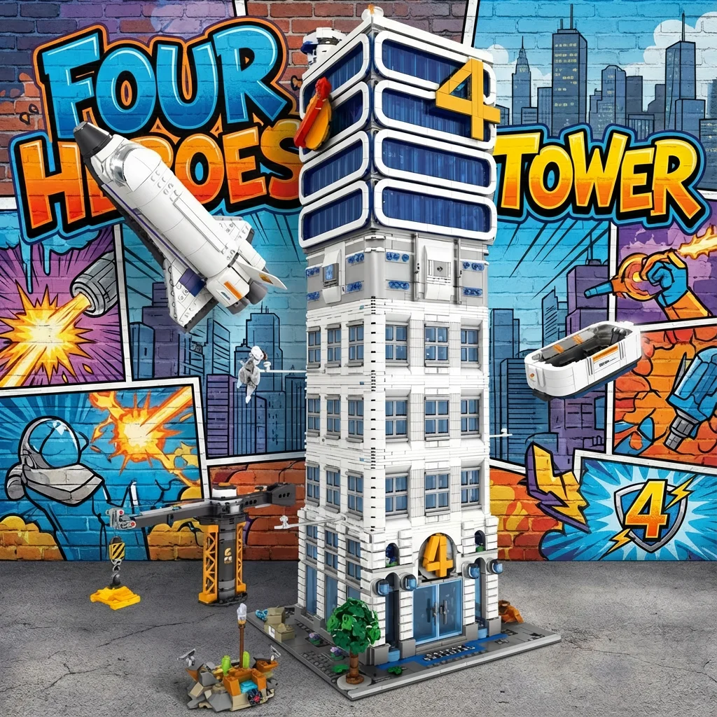    ชุดตัวต่ออาคารหอคอยสี่ฮีโร่ 6135 ชิ้น ชุดประกอบอาคารแบบโมดูลาร์ ของเล่นสร้างสรรค์ ของขวัญสำหรับผู้ใหญ่