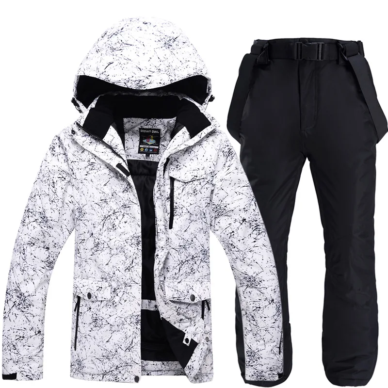 -30 Warm Men & Women Snow Suit Wear Snowboard Clothing Sets Winter Outdoor Sports Waterproof Costume Ski Jackets and Strap Pants