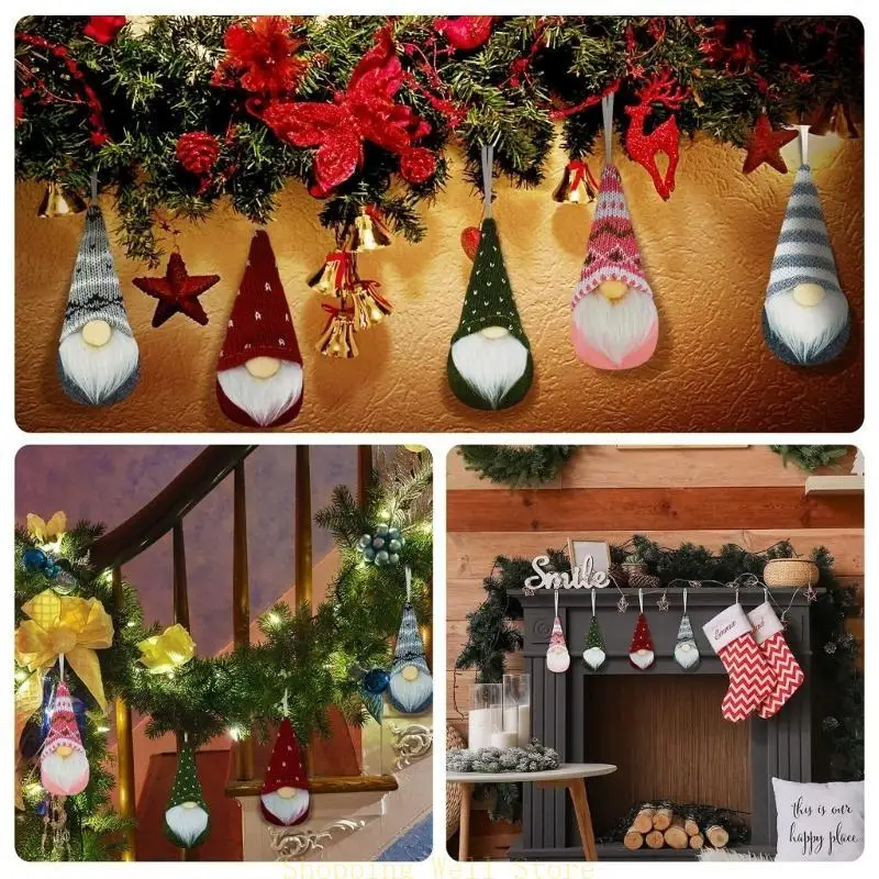

KX4B 15pcs Gnomes Decorations Faceless Dolls Christmas Trees Home Ornament Decors