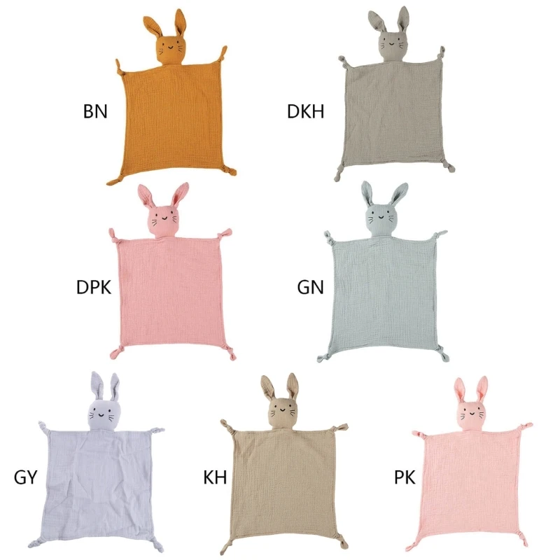 Baby Security Blanket Soothe Appease Towel Soft Cotton Muslin Bib Animal Rabbit for Doll Teething Comforter Blanket