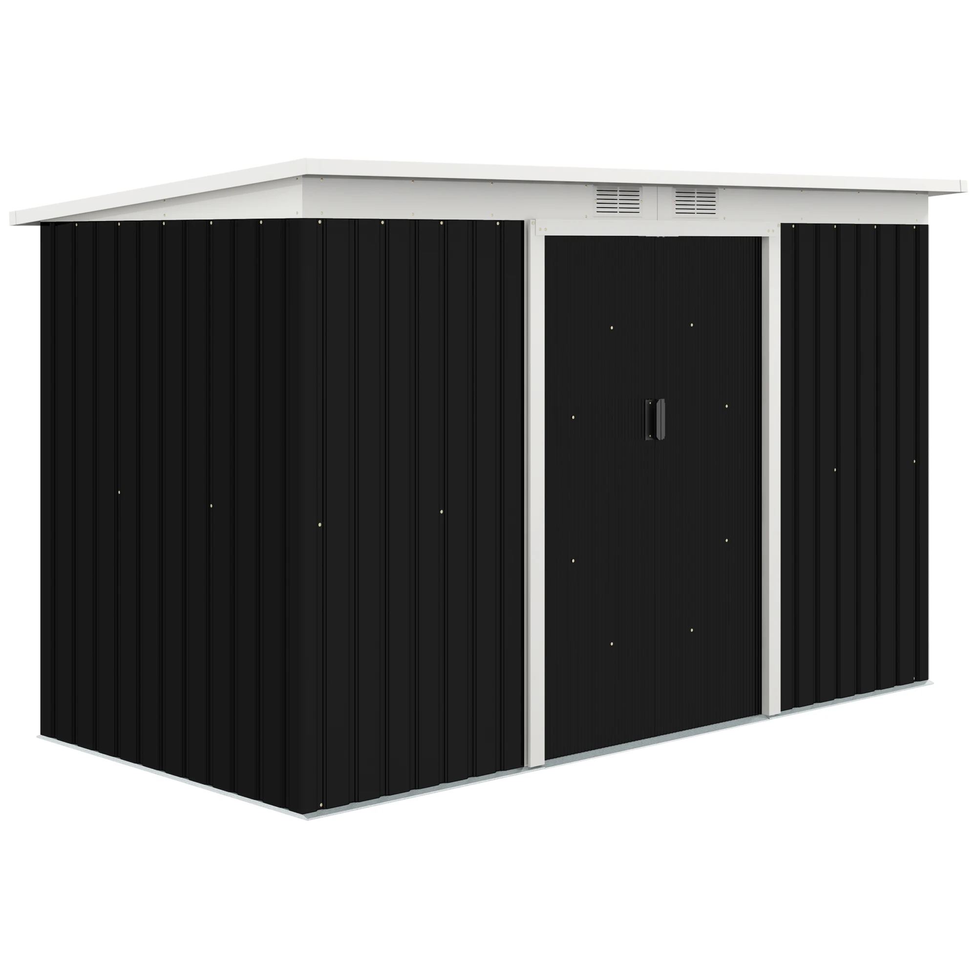 Outsunny Cobertizo de Jardín 280x130x172 cm Base de 3,1m² Caseta Metálica con 2 Puertas Correderas y 2 Orificios de Ventilación