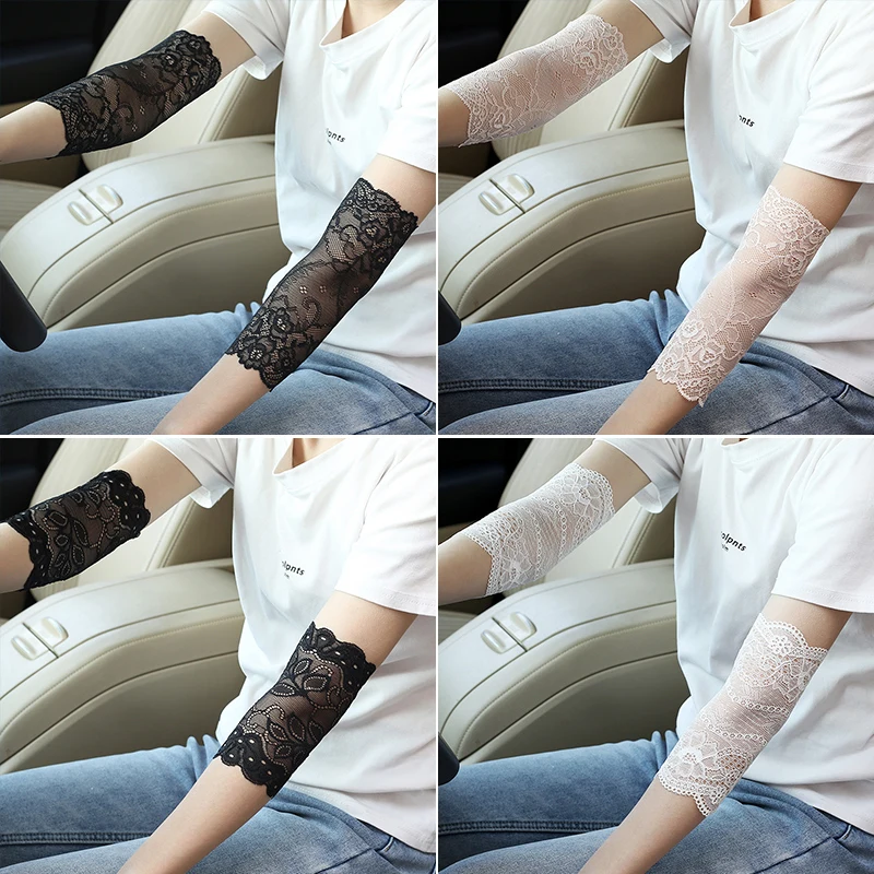 Summer Thin Section Short Black Stretch White Lace Elbow Pads Women's Scar Cover Creathable Arm Pads Elbow Pads Elbow Pads