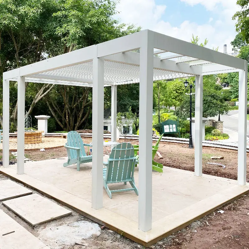 Outdoor Rainproof Aluminum Blinds Pavilion Powder Coating Rust Prevention Heavy Duty Pergola Rectangle Entertainment Gazebo