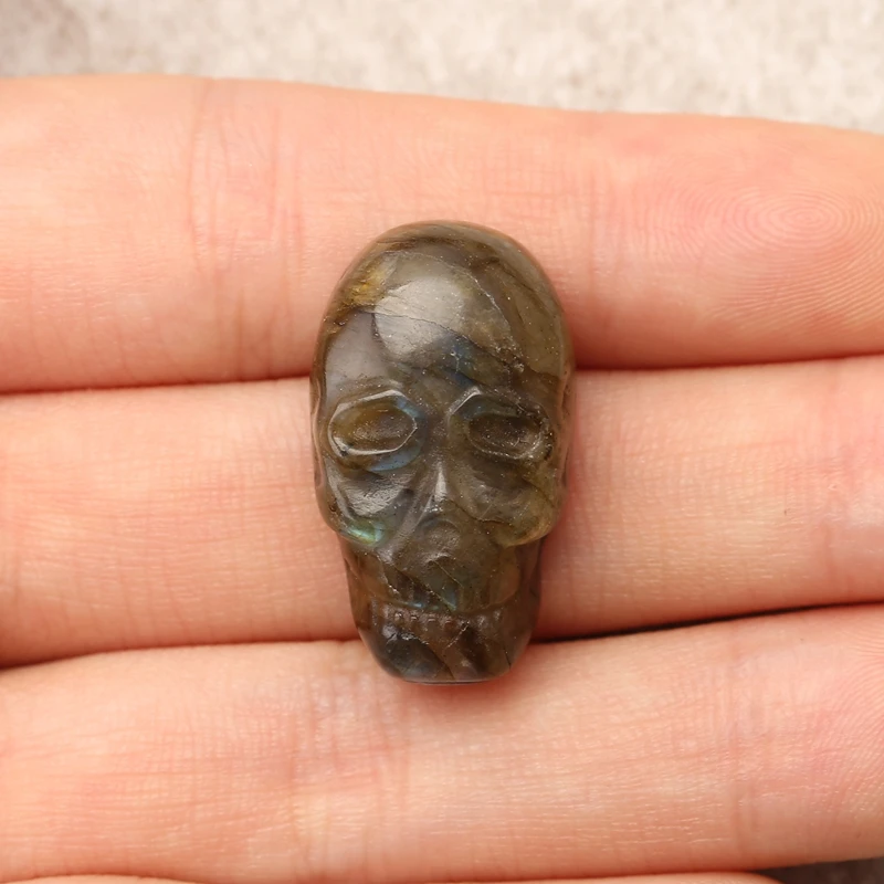 

Labradorite Skull Bead Carved Flashy Blue-Green Gemstone Jewelry Component for DIY Accessories 25X14X9MM-5.2G