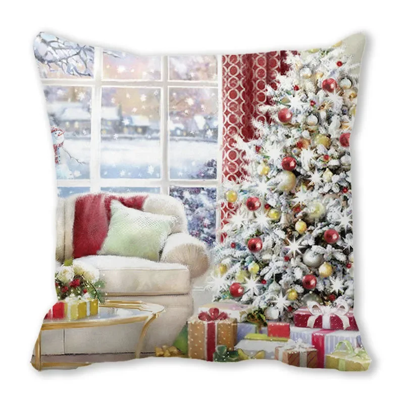 45*45cm Merry Christmas Pillow Case Sofa Cushion Covers Xmas Party Decorative Pillowcases Happy New Year 2024 Navidad  Gifts