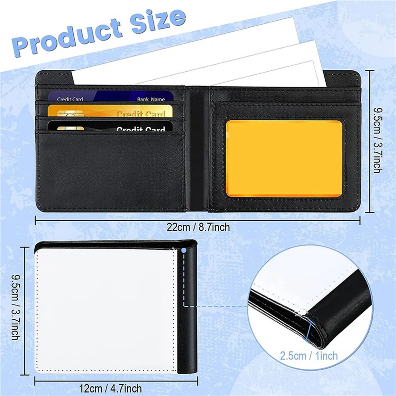 12Pack Sublimation Wallet Leather Blank Heat Transfer Sublimation Wallets Bank For Men Gift Office Travel