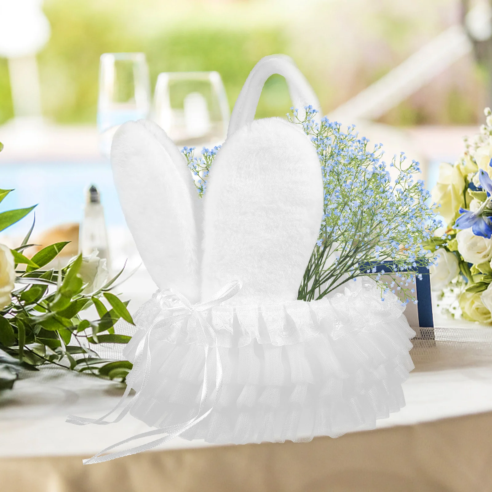 

Rabbit Ear Flower Girl Basket Small Handle Wedding Easter Candy Party Flower Petal Holder Basket Baskets Baskets with Handles,