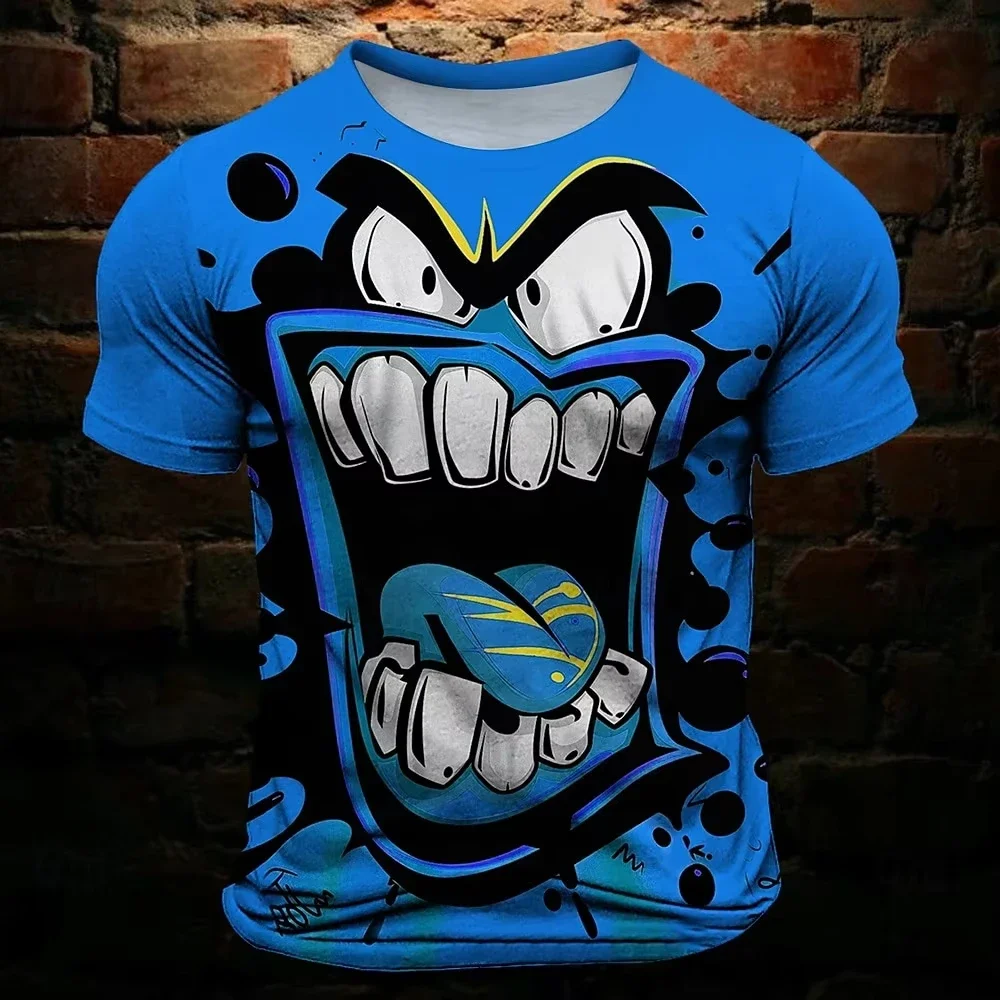 Funny Face 3D Print Sport Quick-dry Breathable Men T-shirt Street Casual Fashion Party Parent-child Short Sleeve Top