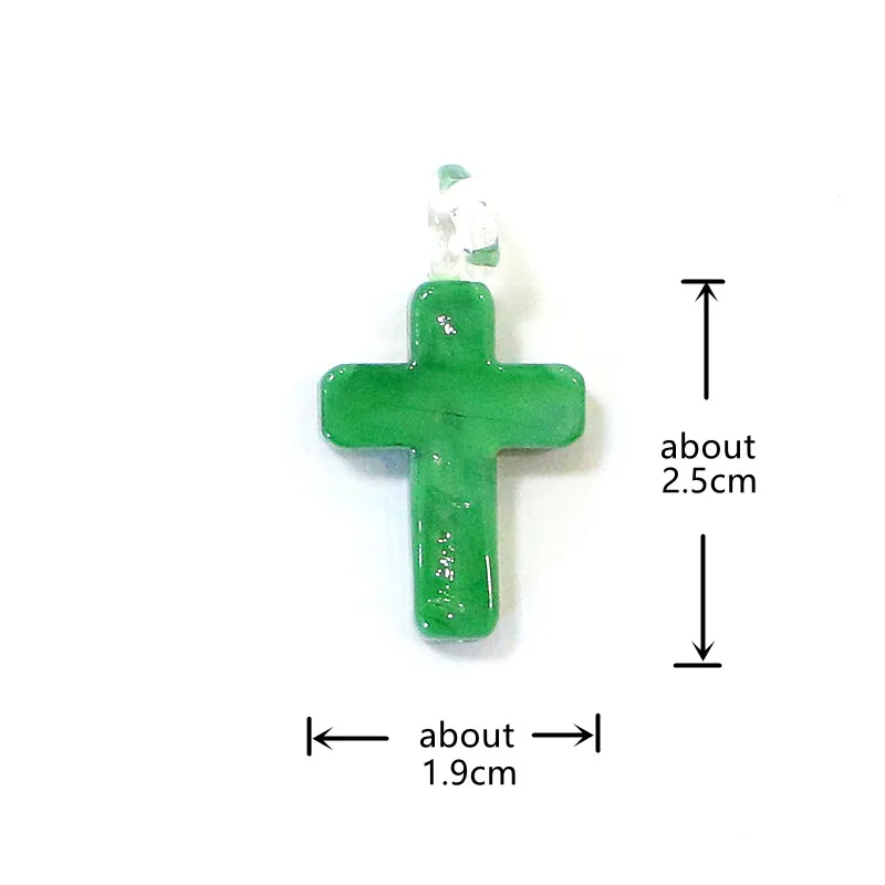 6PCS 18x25mm Colorful Lampwork Glass Cross Shape Charms Pendant DIY Handmade Women Fashion Jewelry Necklaces Making Accessories