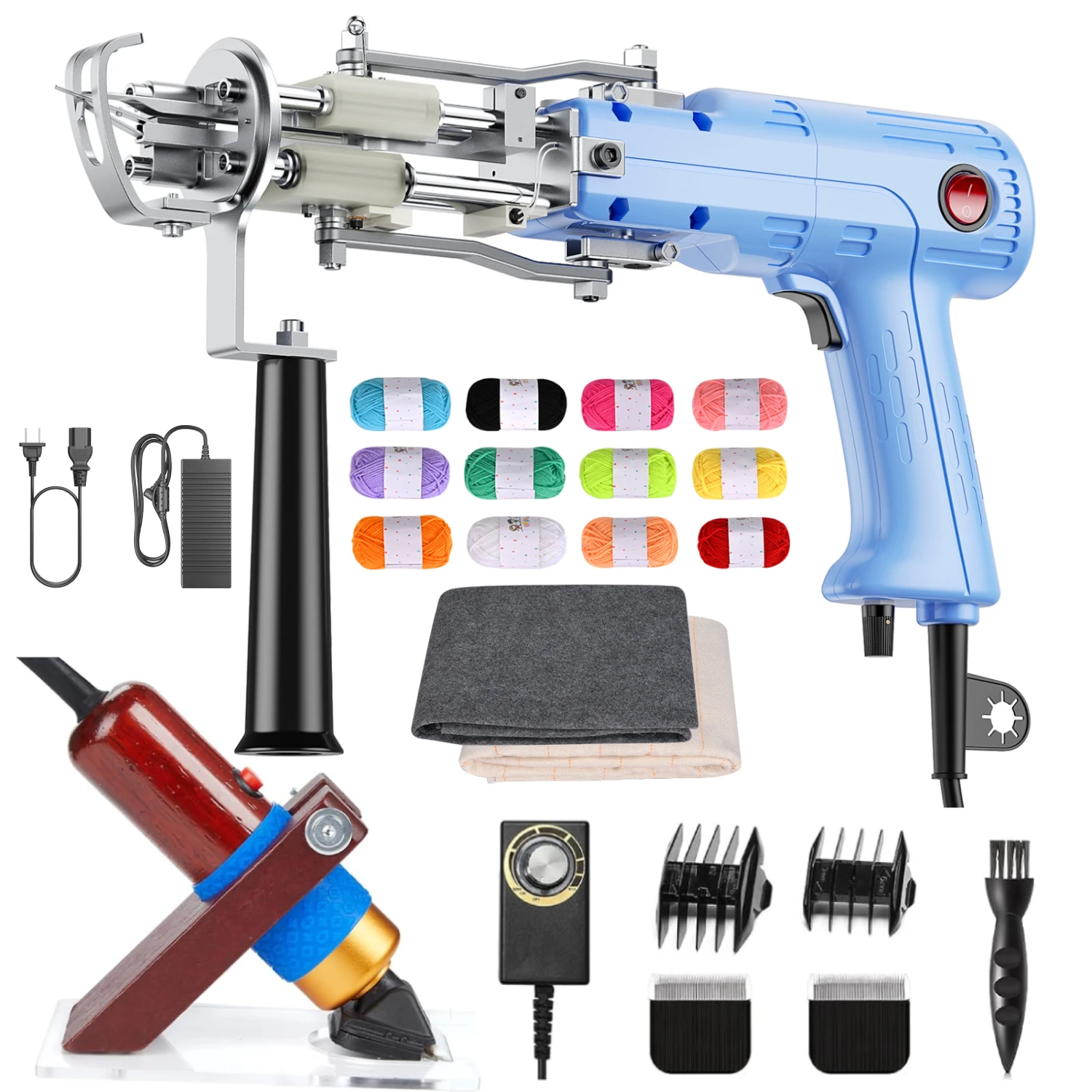 Kit Tufting Gun com Aparador para Tapete em Pilha de Corte e Pilha Loop Ferramentas Diy