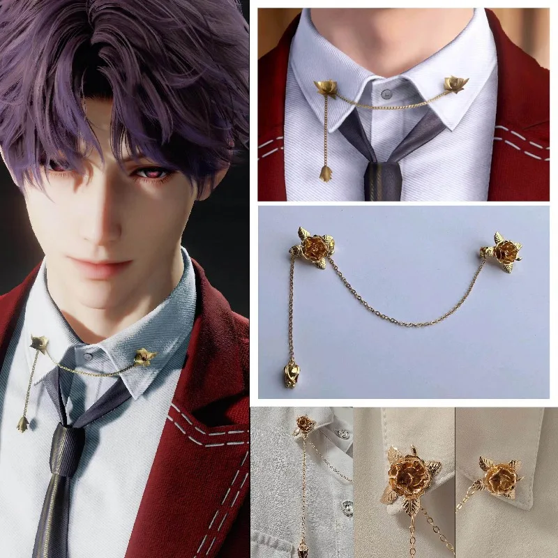 

Game Love and Deepspace Rafayel Brooch Cosplay Accessories Anime Rose Scorching Kiss Necklace for Women Men Handmade Gifts