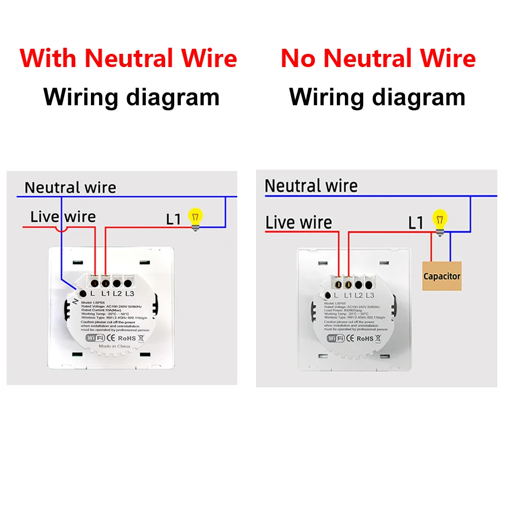 Tuya WiFi Smart Light Switch Push Button No/With Neutral Wire Switch APP Remote Control Supports Alexa Google Home Yandex Alice
