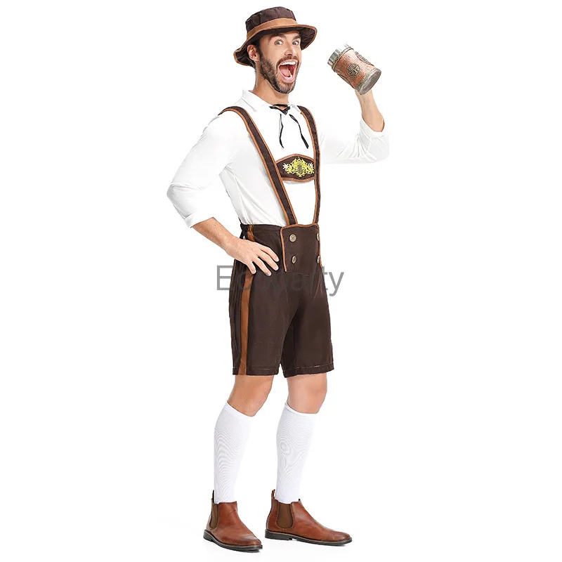 2024 Men's Oktoberfest Costume Bavarian Octoberfest German Festival Beer Cosplay Outfit Male Carnival Party Costumes Lederhosen