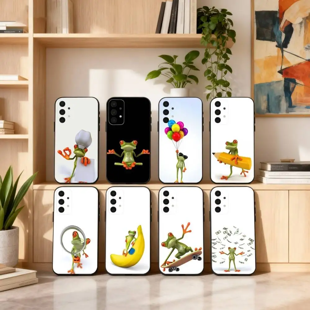

C-Cute F-Funny F-Frog Phone Case For Samsung S25,24,23,22,30,21,10,9,Ultra,Plus,Lite,FE,4,5 G Soft Black Case