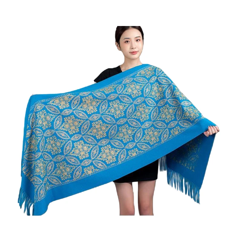 

Fashion Shawl Warm Cashmere Shawl Scarf Women Embroider Neckerchief Pashmina Head Scarves Wrap Femal Poncho Echarpe Bandana