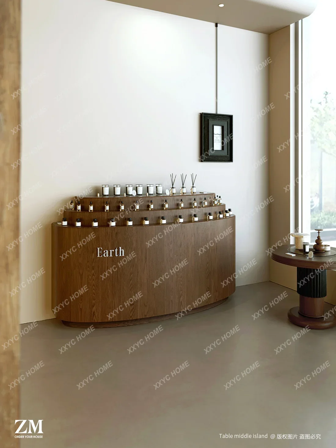 

DV Modern simple aromatherapy display cabinet display cabinet semi-arc fragrance smelling table