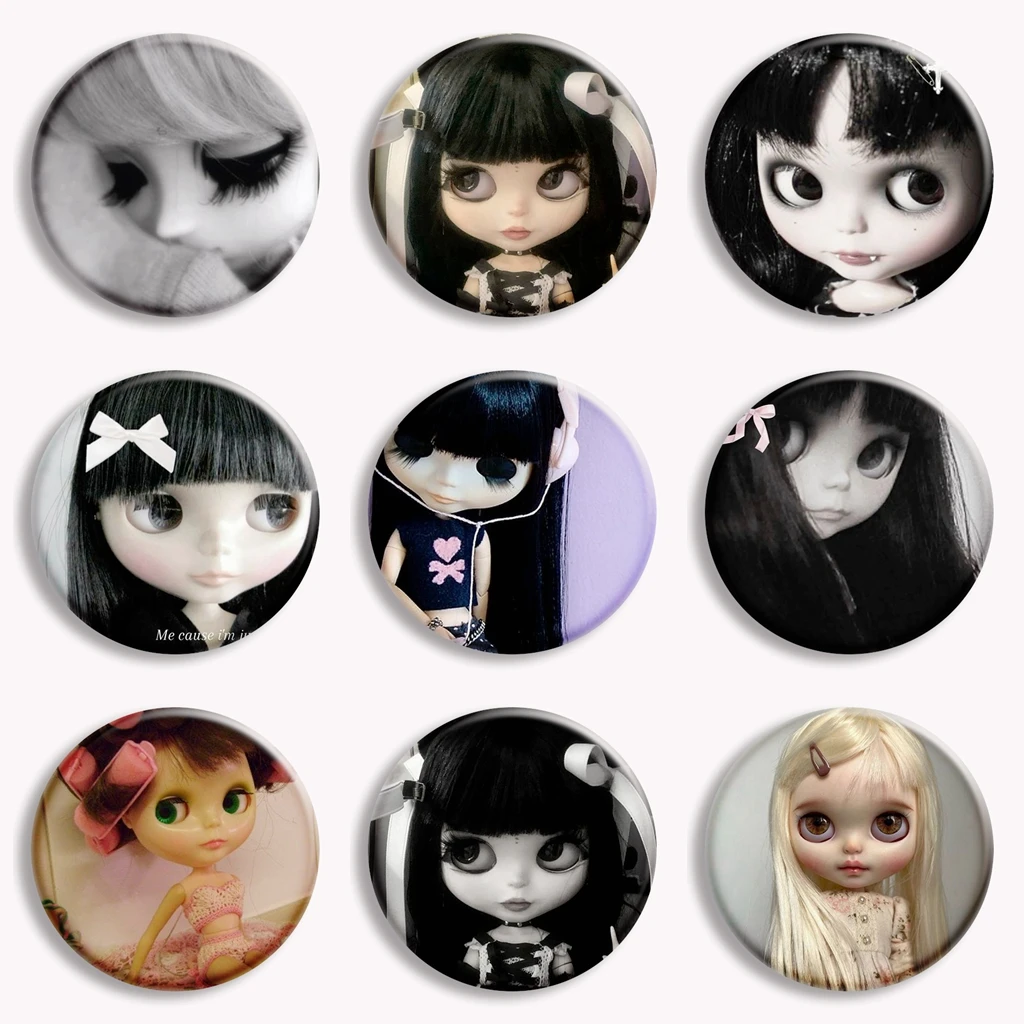 Music Blythe Doll Gothic Style Button Pin Cute Cartoon BJD Brooch Badge Bag Coat Decor Accessories Women's Backpack Jewelry