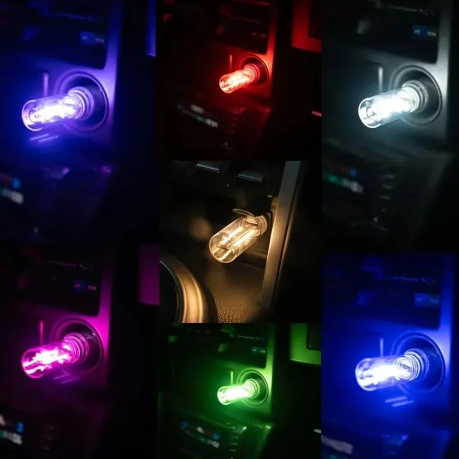 1/3PCS 5V Touch Dimming USB Car ambient lighting Colorful LED Filament Glass USB Night Light Retro Edison Bulb Car Decoration