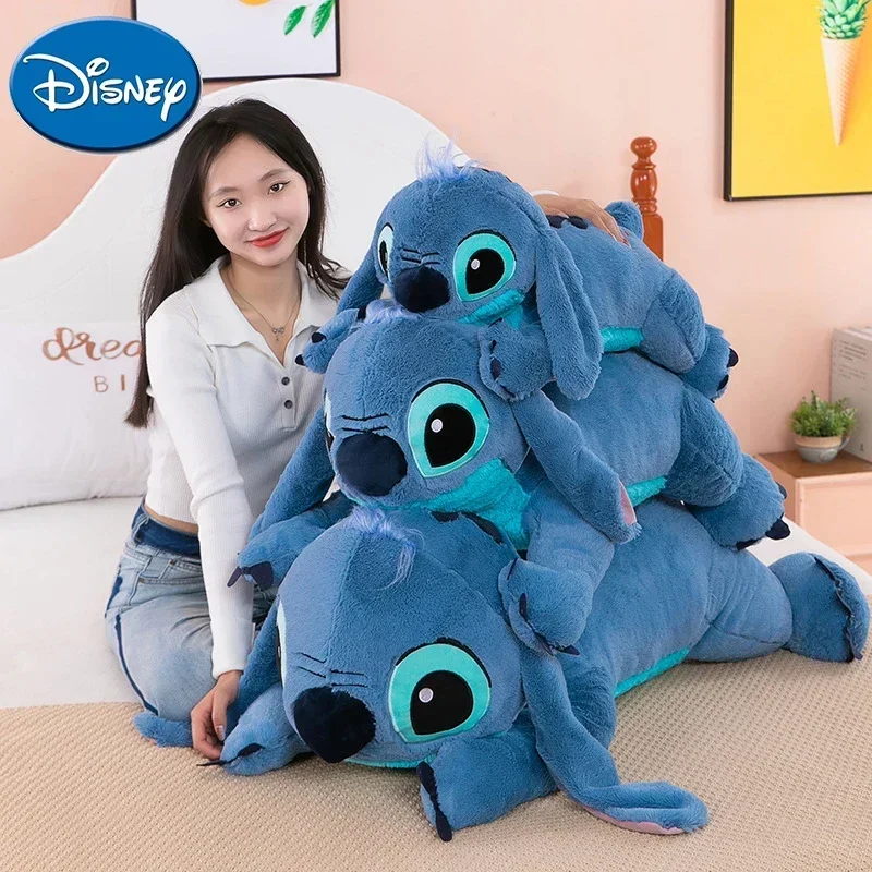 

Disney Stitch Plush Doll Toys 45/60/80CM Lilo&Stitch Stuffed Soft Pillow Prone Posture Blue Stich Cosas Cute Christmas Gifts