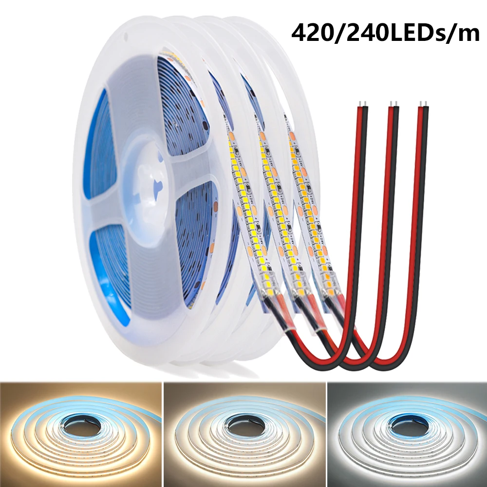 

Светодиодная лента 5 м 12 В 24 В SMD 2835 2025 420 светодиодов/м 240 светодиодов/м, водонепроницаемая гибкая светодиодная лента, Диодная лента для дома