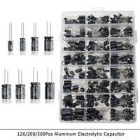 120/200/500Pcs 16V 25V 50V 0.1uF - 1000uF Aluminum Electrolytic Capacitor Assorted Kit Box 1uF 4.7uF 10uF 47uF 220uF 330uF 470uF