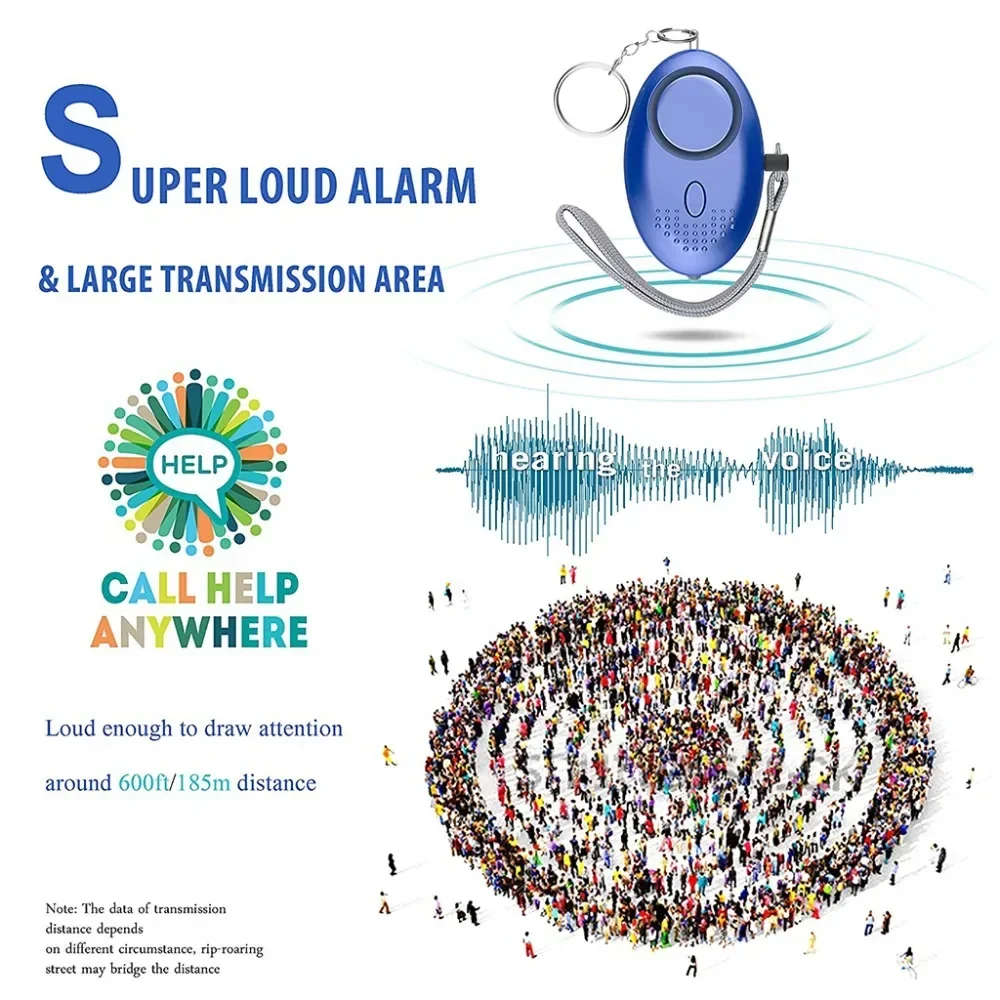 1-3pcs Personal Alarm With LED Light 130DB Anti Lost Wolf Self-Defense Safety Attack Emergency Alarms For Women Kids Elder