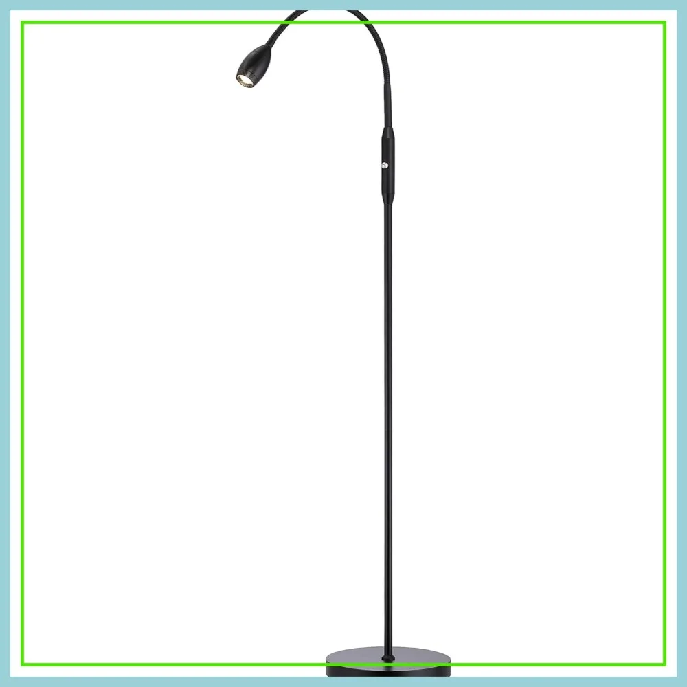 

Adjustable LED Floor Lamp, Dimmable Spotlight, Flexible Gooseneck, Reading/Crafting Standing Light, Work Table Lamp, Matte Black