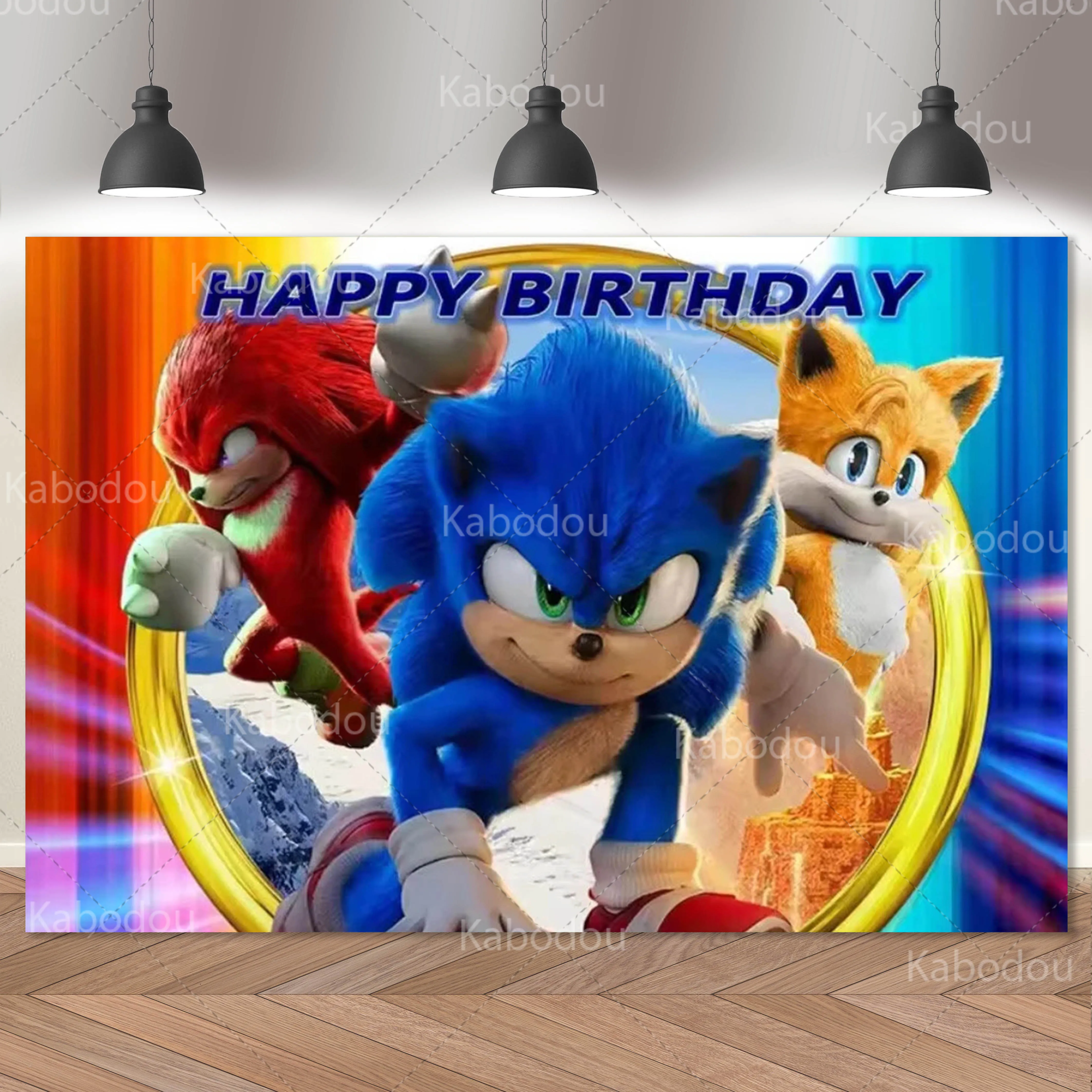 Sonic Backdrop Kids Birthday Party Decoration Cartoon Hedgehog Photography Background  Banner Poster Baby Shower Studio Prop