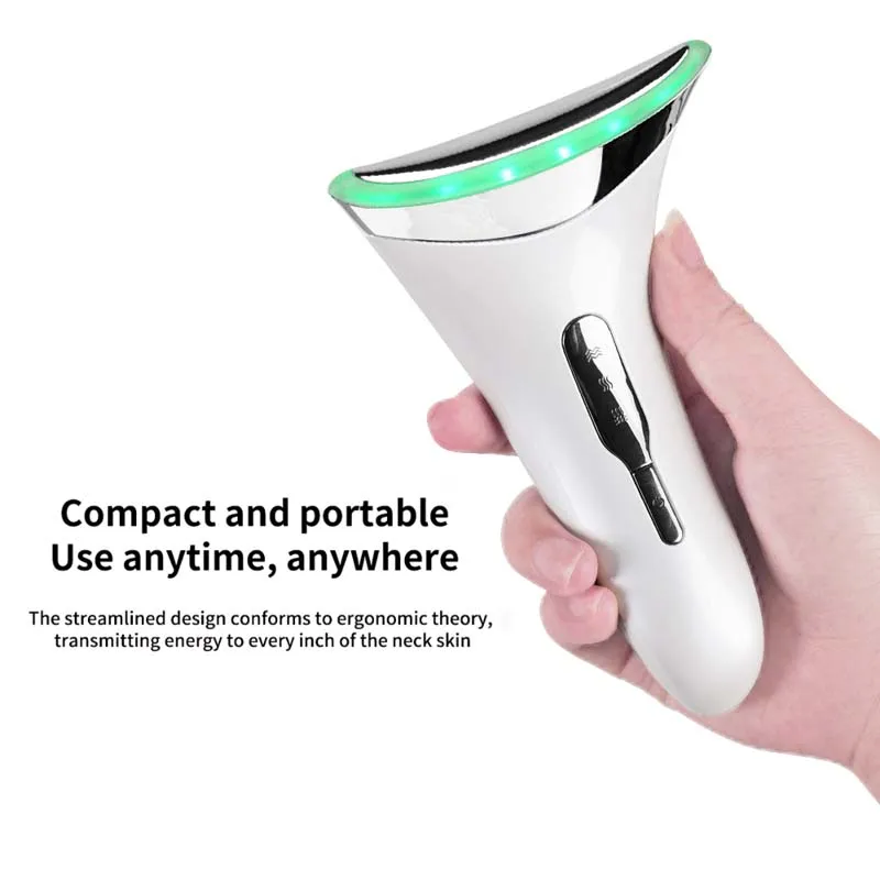 Rassodante per la pelle Face Lift V Face antirughe Neck Face Beauty Device 3 colori Led Photon Ems Neck Beauty Device strumento per la bellezza del viso